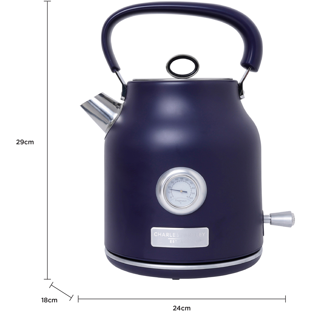 Charles Bentley WOKERE01DARKBL Matt Dark Blue and Silver 1.7L Kettle and 4 Slice Toaster Set Image 8