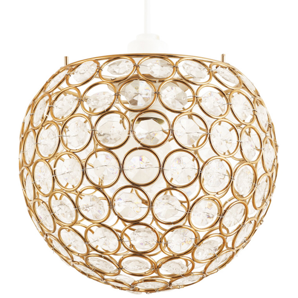 Happy Homewares Round Gold Globe Small Clear Acrylic Beads Pendant Shade Image 1