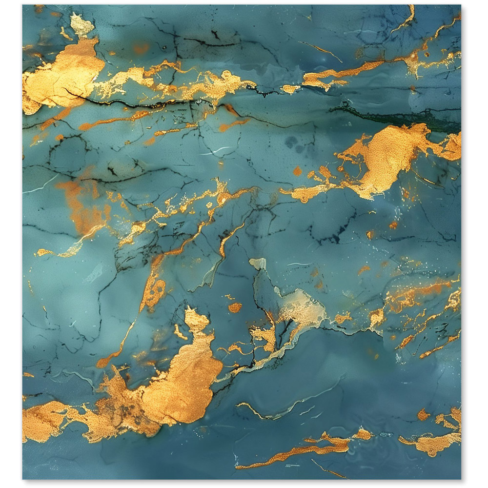 Warren Reed Designer Gold And Azure Marble Effect Glass Kitchen Splashback 65 x 60cm Image 2