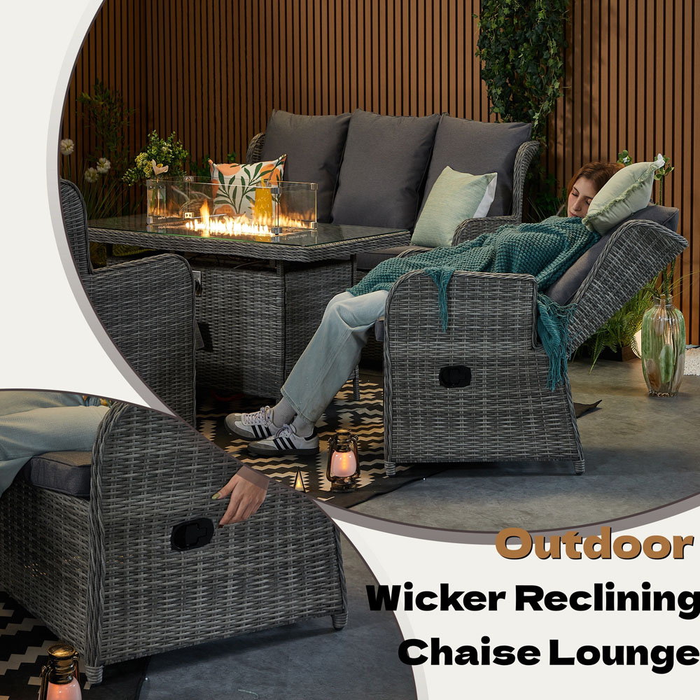 Furniture One 7 Seater Rattan Garden Furniture with Fire Pit Table Image 6