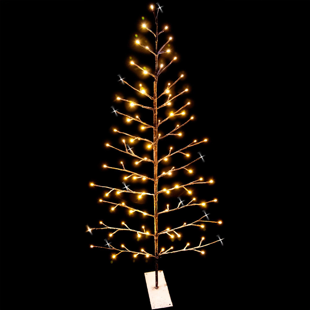 Shatchi Pre-Lit LED Snowy Brown Snow Twig Tree Christmas Decoration 6ft Image 4