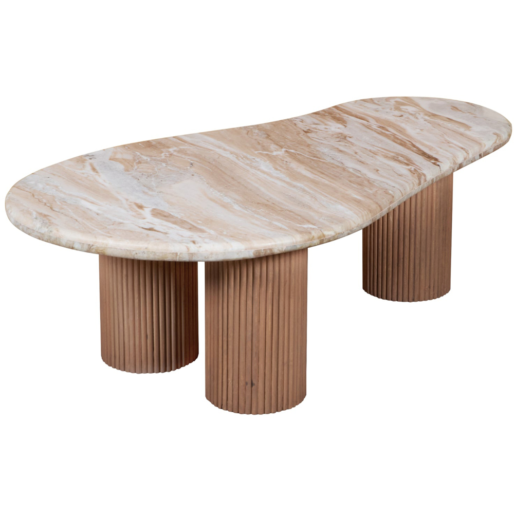IH Design Bundi Natural Marble and Wood Pedestal Coffee Table Image 3