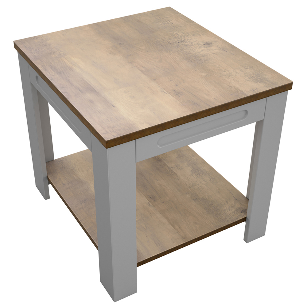 AVF Whitesands Satin Grey and Wood Side Table Image 2