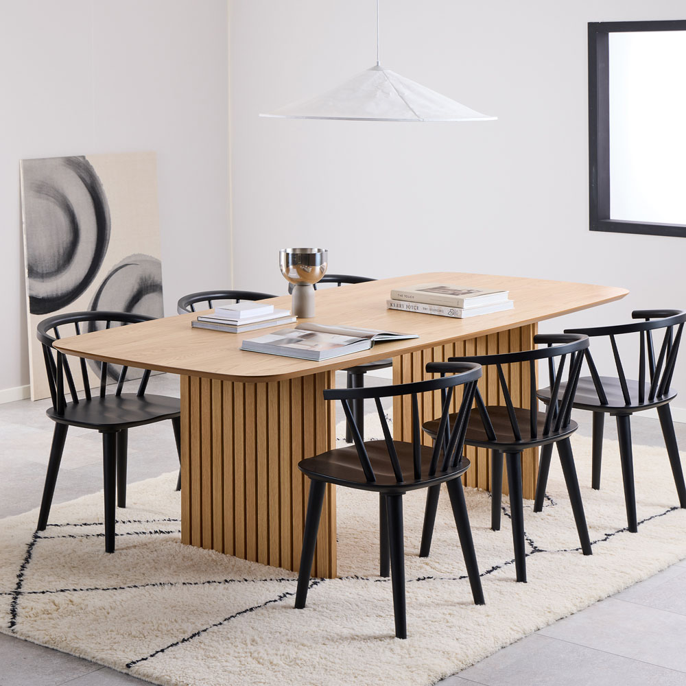 Florence Christo Ida 6 Seater Dining Set Oak and Black Image 9