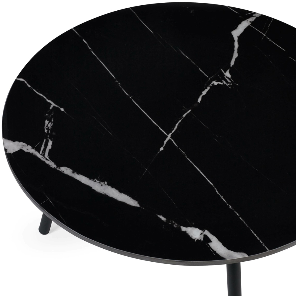 Julian Bowen Casper Grey and Black Marble Effect Sintered Stone Top Side Table Set of 2 Image 3