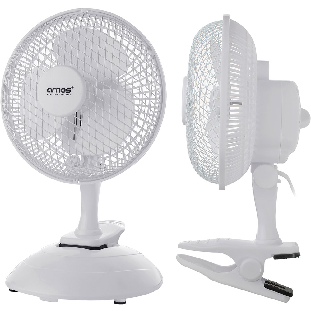AMOS White 2 in 1 Clip On and Desk Fan 6 inch Image 2