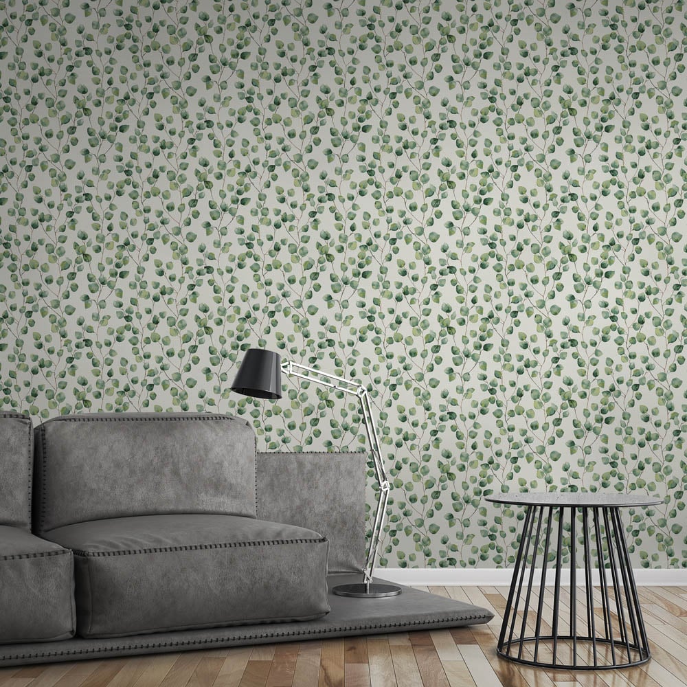 A.S Creation Leaf Trail Cream and Green Non-Woven Wallpaper Image 2