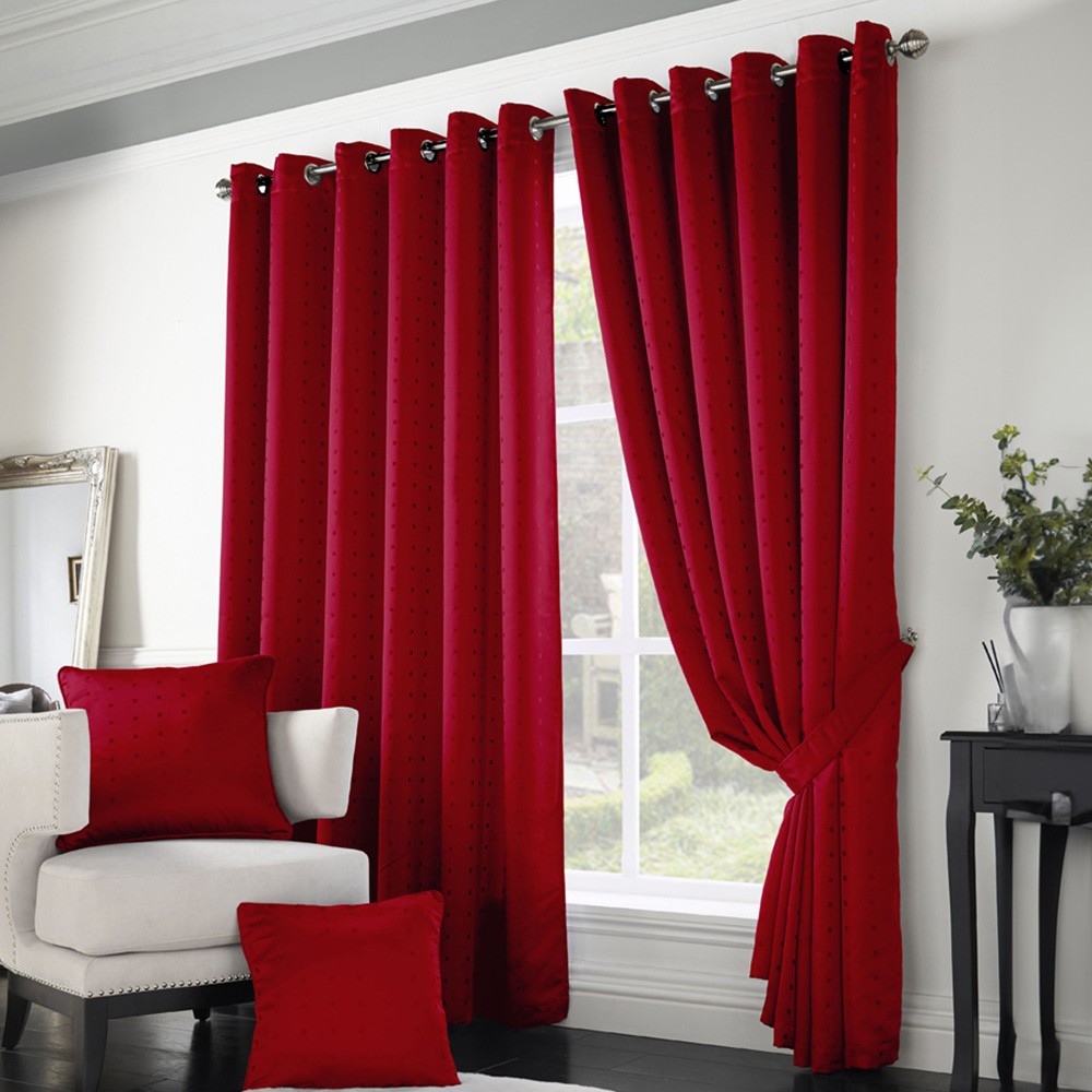 Alan Symonds Madison Red Ring Top Curtain 229 x 183cm Image 1
