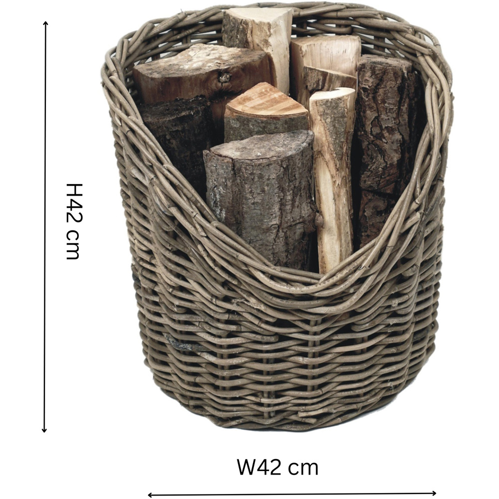 Ivyline Natural Wicker Round Rustic Log Basket Image 4