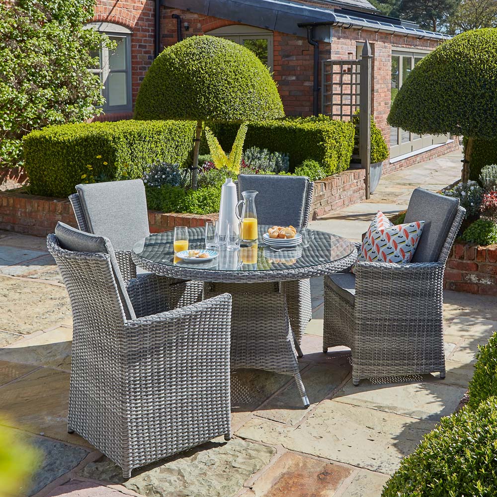 Norfolk Collection Burnham Grey Rattan 4 Seater Outdoor Dining Set Image 7