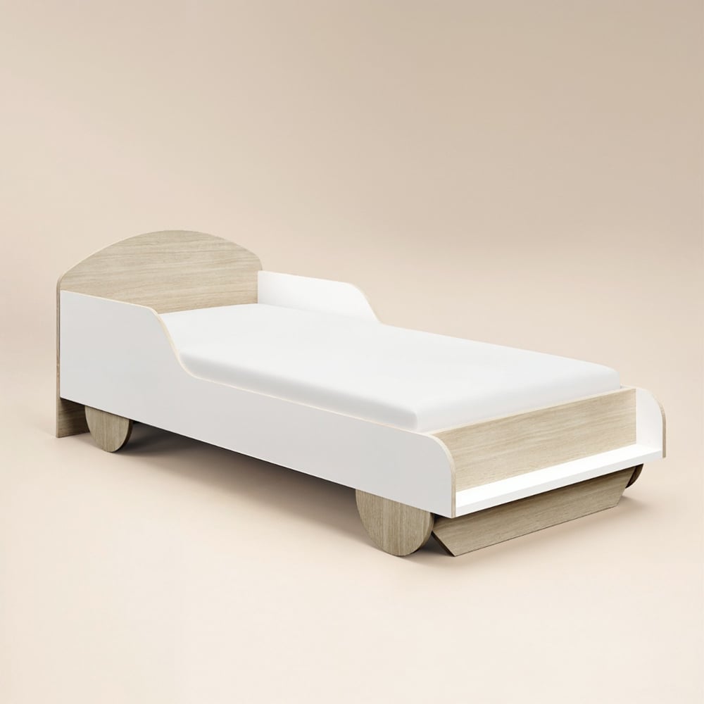 Flair Oliver Single White and Oak Car Wooden Bed Image 2