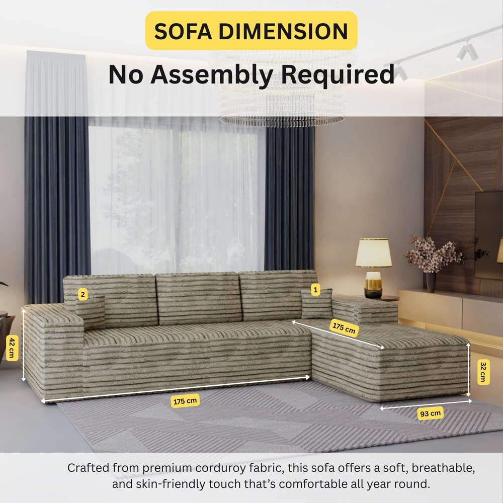 Sliding Wardrobes 4U 3 Seater L Shaped Camel Corner Sofa with Reversible Chaise Image 8