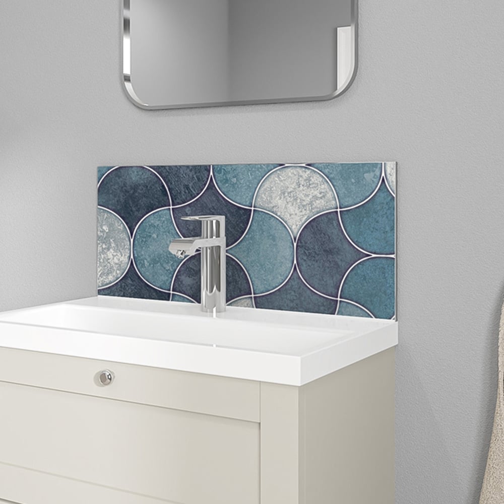 Wetwall Alloy Blue Scallop Splashback 600 x 250mm Image 1
