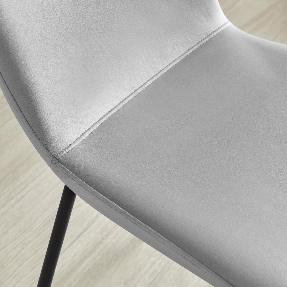 Furniturebox Sienna Set of 2 Light Grey Velvet Dining Chairs Image 2