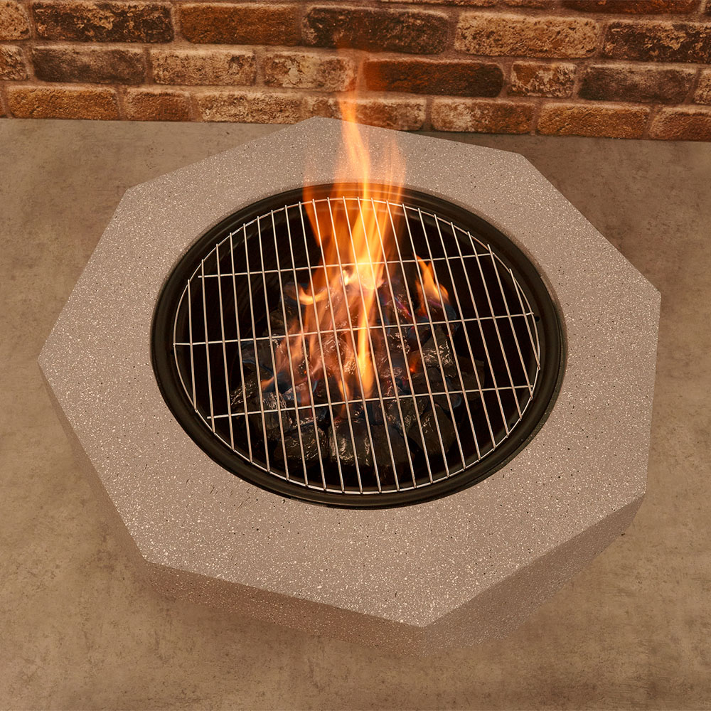 Field & Flame Rhoda Concrete Grey Wood Burning BBQ Fire Pit Image 7