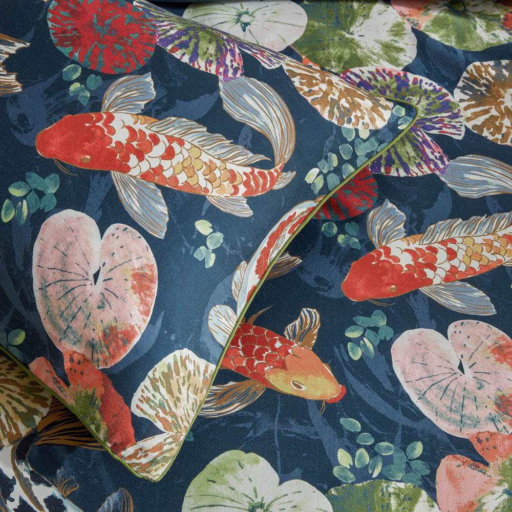 Paoletti Koi Super King Size Midnight Pond Reversible Duvet Cover Set Image 3