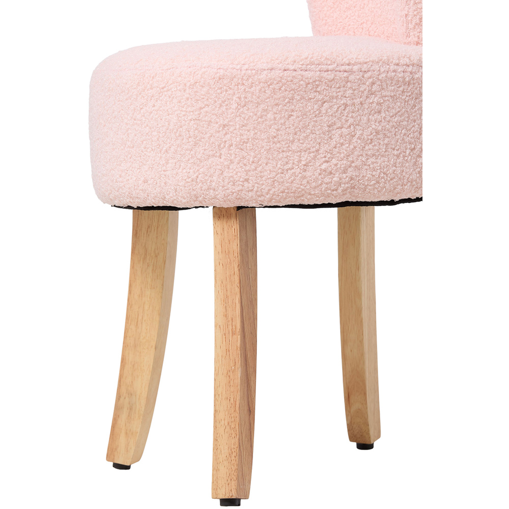Living and Home Pink Teddy Fleece Low Backrest Vanity Stool Image 5