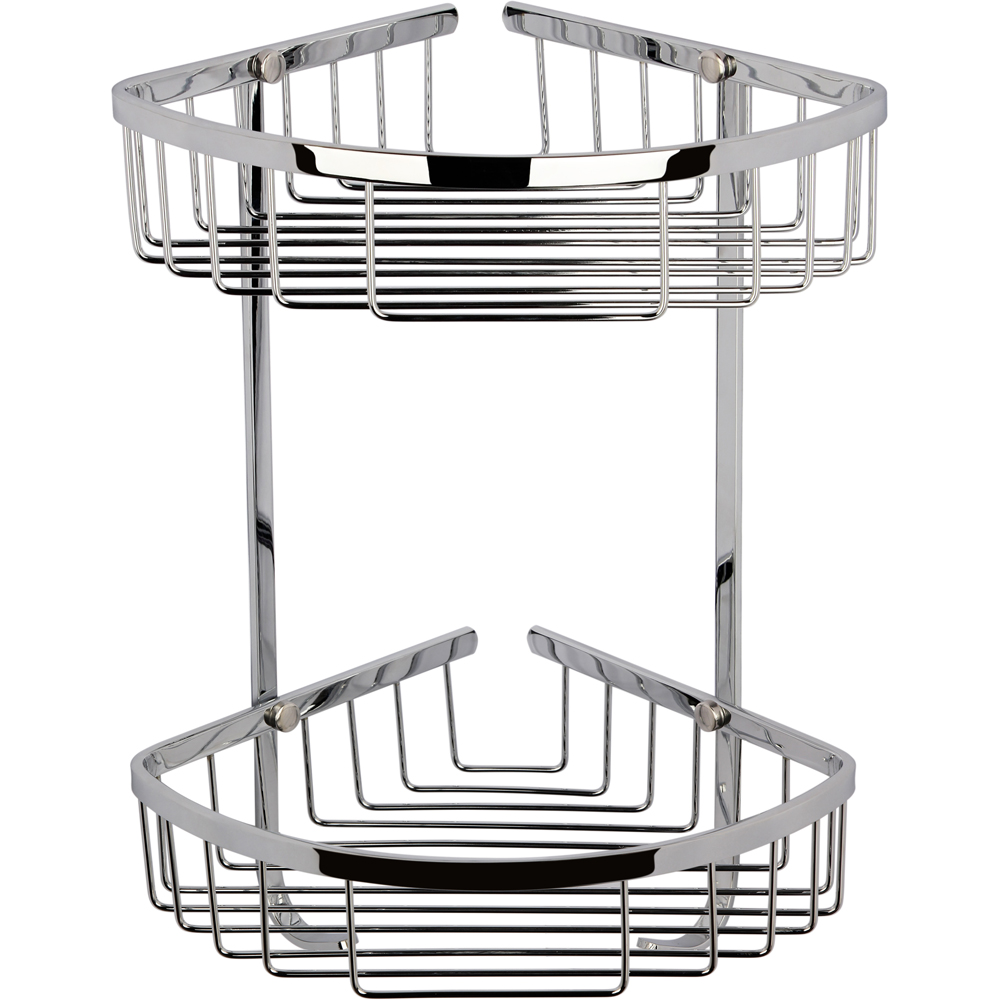 nuie Chrome Wirework Large 2 Tier Corner Basket Image 1