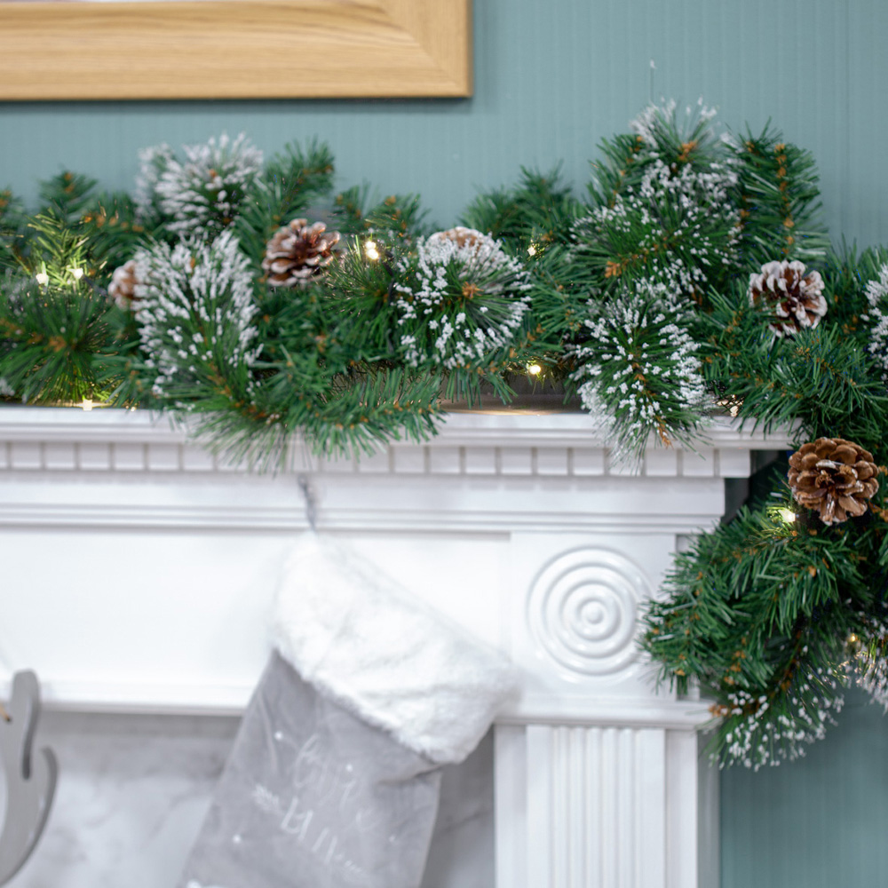 The Christmas Workshop Warm White LED Christmas Garland with Pinecones 183cm Image 4