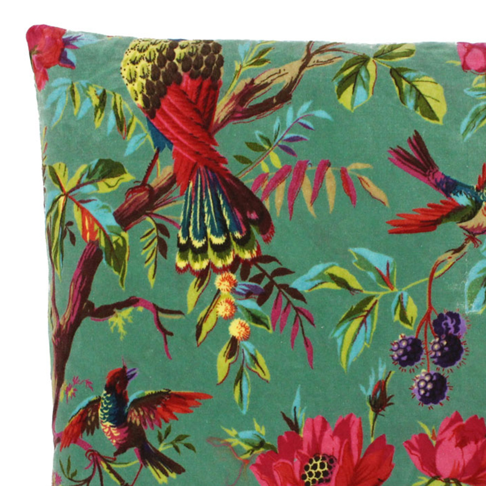 Paoletti Paradise Aqua Velvet Cushion Image 2