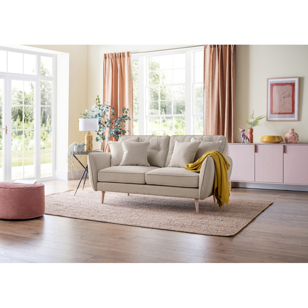 Opry Faro 2 Seater Button Back Beige Sofa Image 5