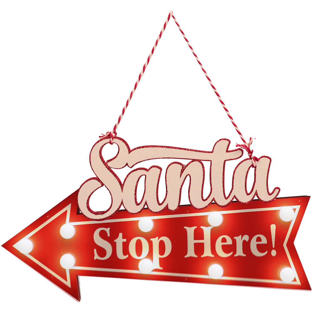 LED Santa Stop Here Sign Image 2