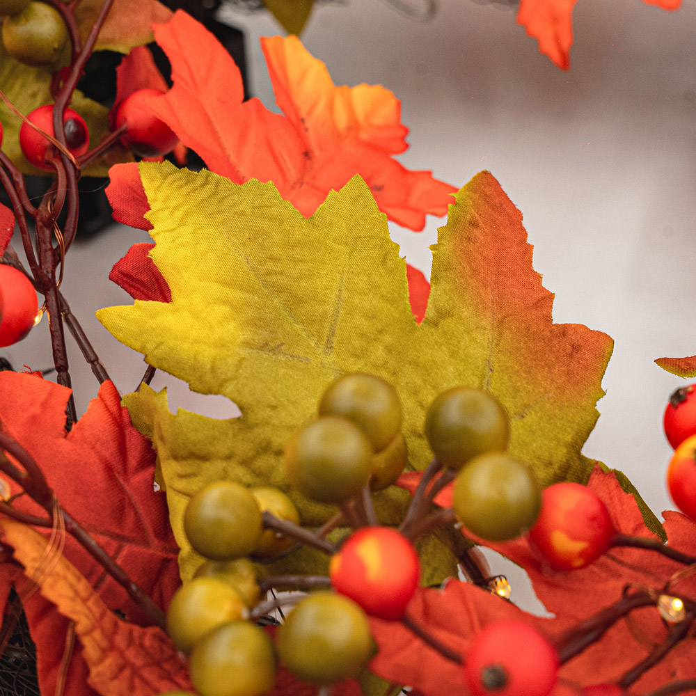 Norfolk Autumn Blaze 75 Warm White LED Christmas Wreath with Berries 66cm Image 6