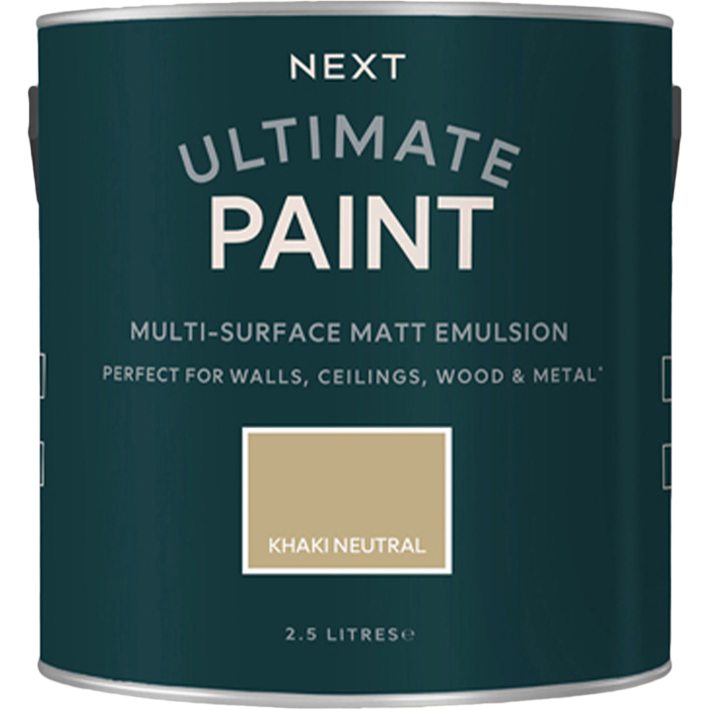 Next Ultimate Multi Surface Khaki Neutral Matt Emulsion Paint 2.5L Image 2