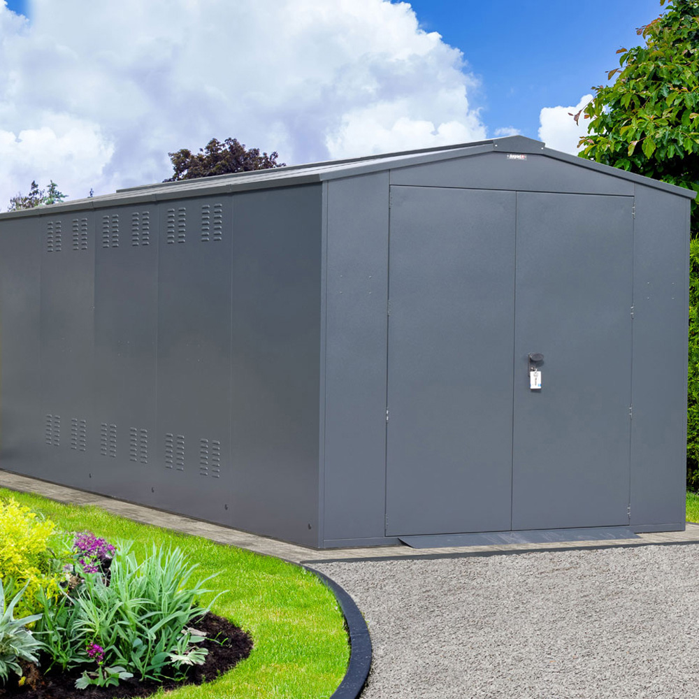 Asgard Gladiator 7 x 18ft Double Door Green High Security Apex Motorcycle Garage Image 8