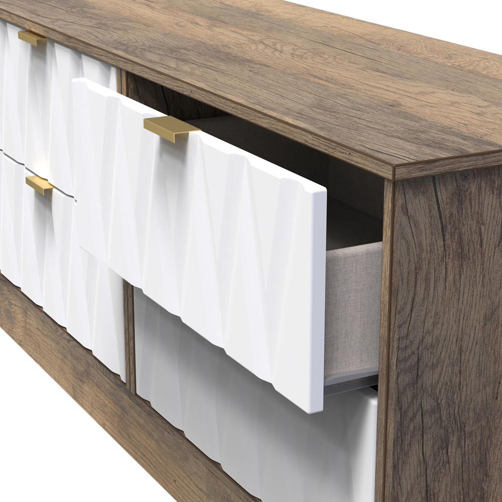 Crowndale Las Vegas 4 Drawer Matt White and Vintage Oak Chest of Drawers Ready Assembled Image 6