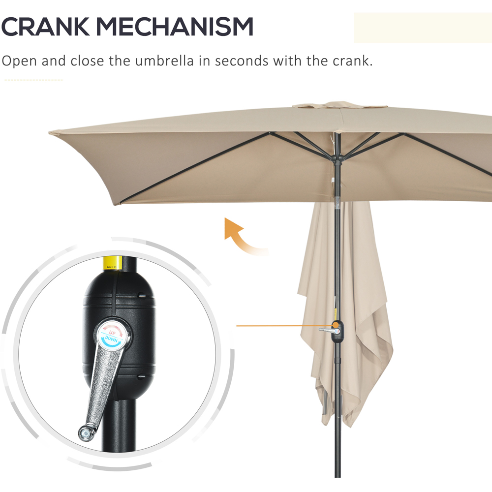 Outsunny Khaki Crank and Tilt Parasol 3 x 2m Image 5