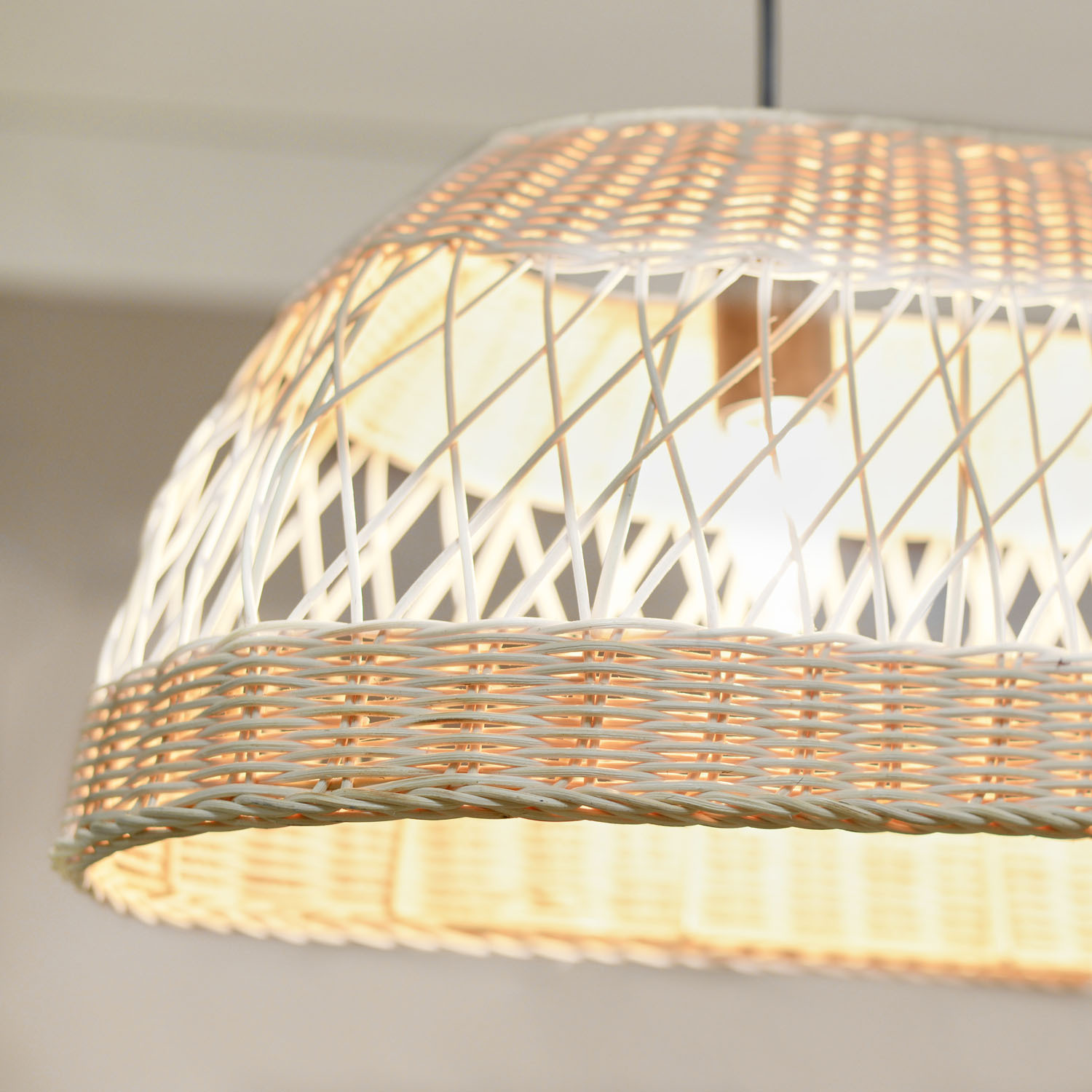 Caswell Rattan 2 Light Oval Ceiling Fitting - Natural Image 4