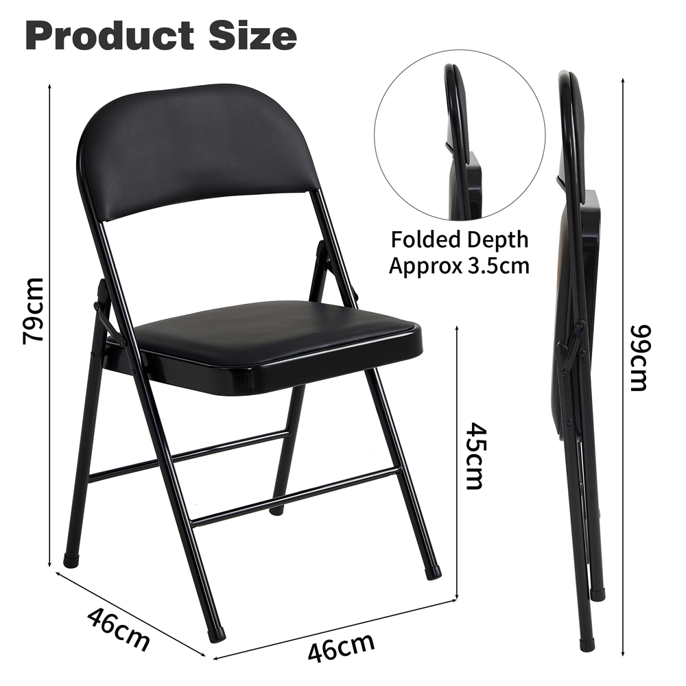 Black Padded Folding Metal Dining Chairs Image 8