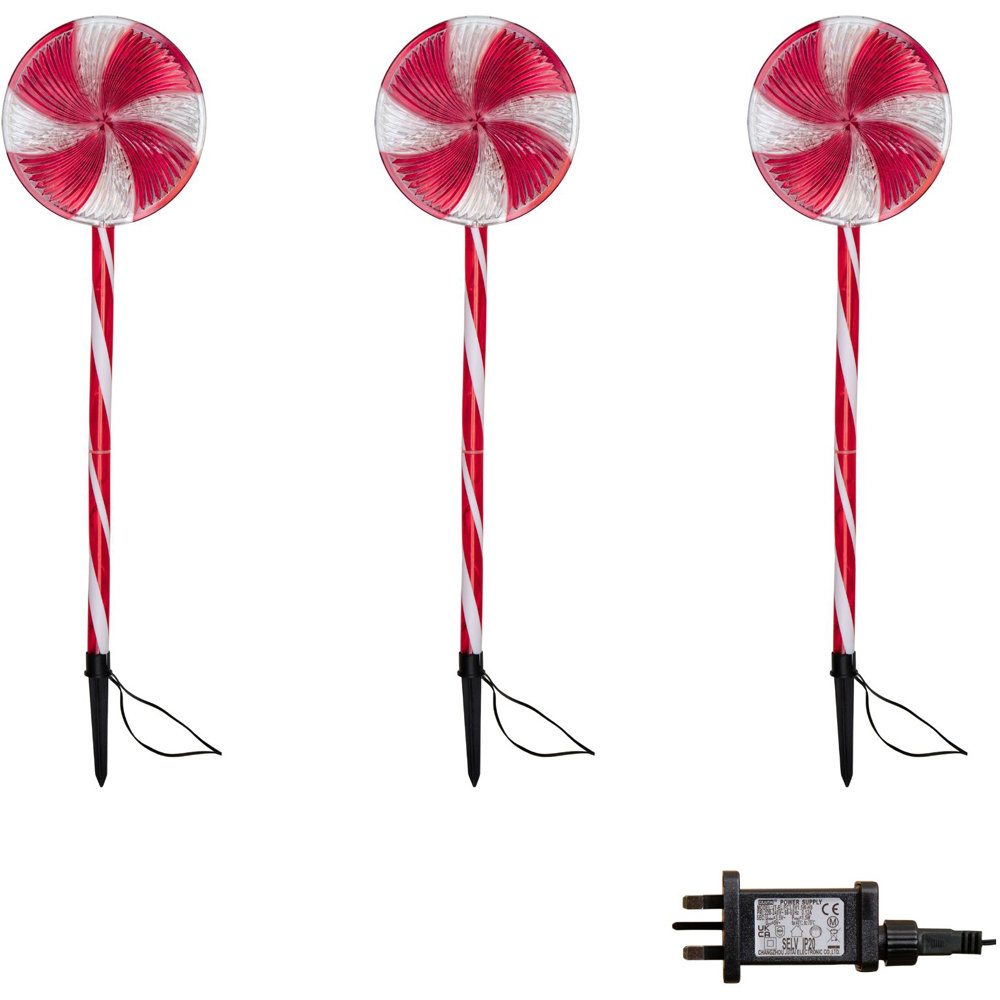 Samuel Alexander 63 White LED Red and White Candy Pop Christmas Path Light Image 2