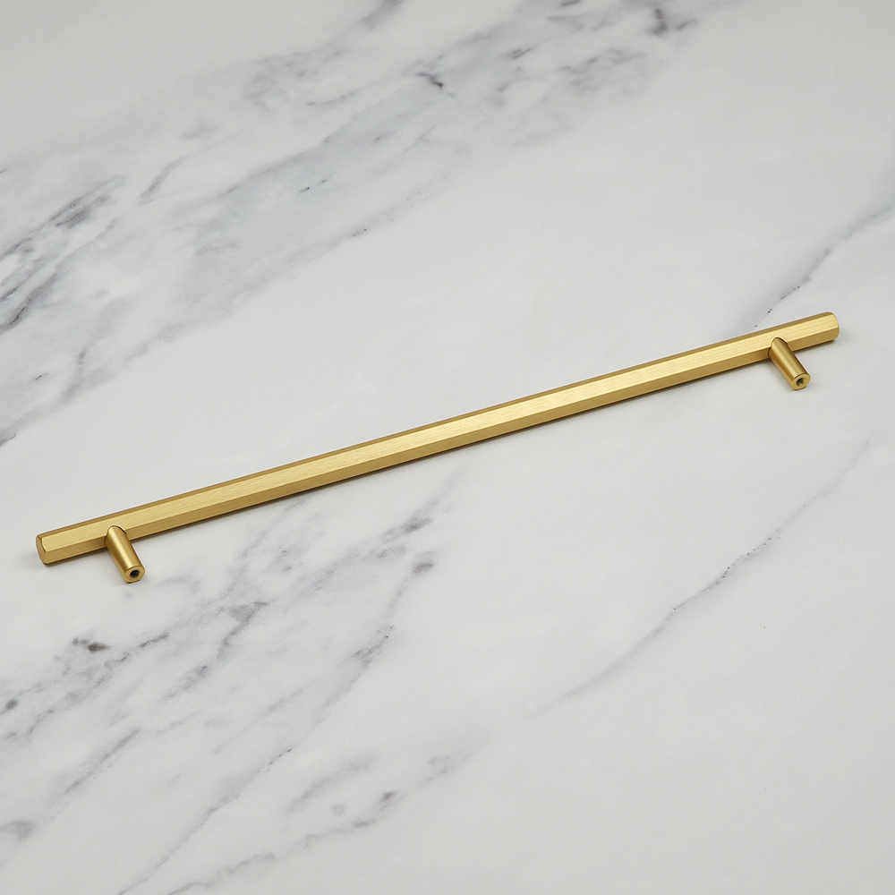 Handle & Home Brushed Brass Hexagon T-Bar Handle 320mm Image 6
