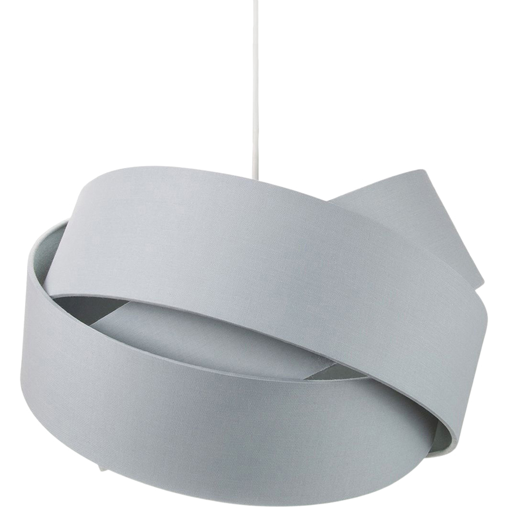 Happy Homewares Contemporary Triple Ring Grey Cotton Fabric and Satin Inner Pendant Shade Image 1