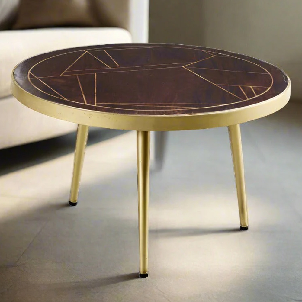 Brooklyn Ozella Dark Gold Round Coffee Table Image 1