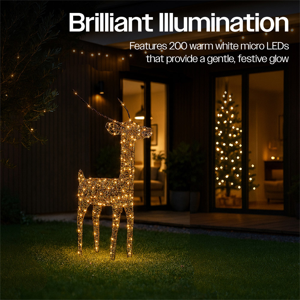 Xmas Haus Black 200 Warm White Micro LED Deer Christmas Decoration 2ft Image 6