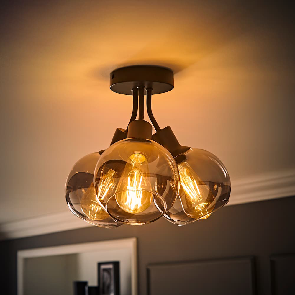 ValueLights Bellamy Matte Black Bubble Cluster Flush Ceiling Light and Bulbs Image 2