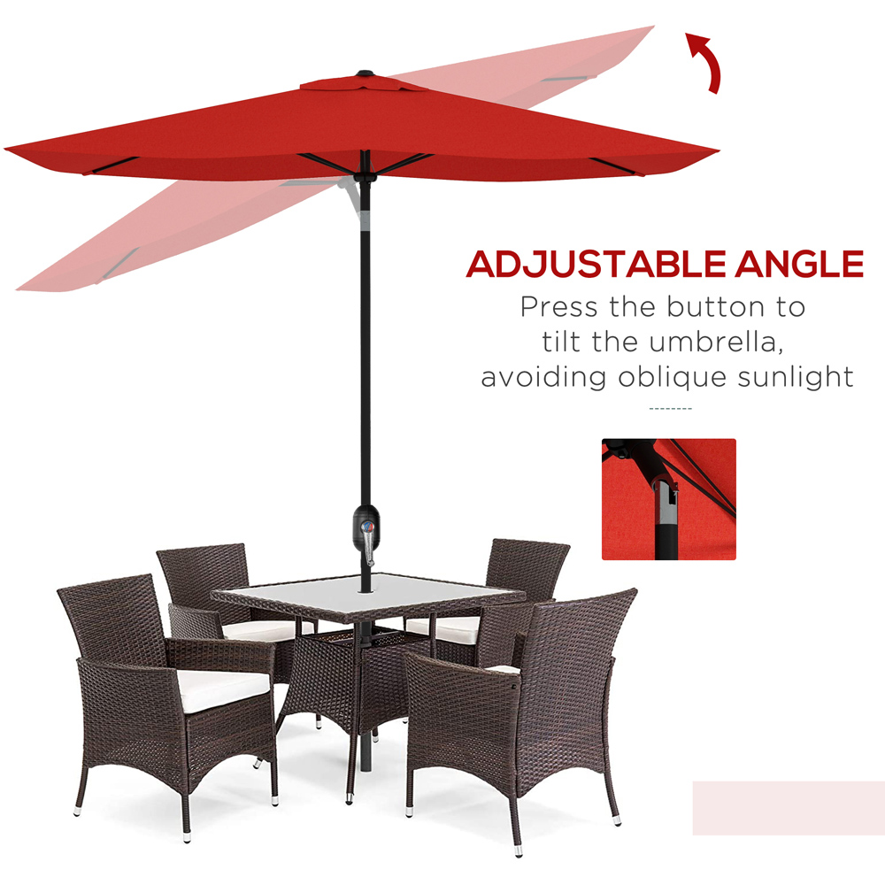 Outsunny Wine Red Rectangular Crank Parasol 2 x 3m Image 4