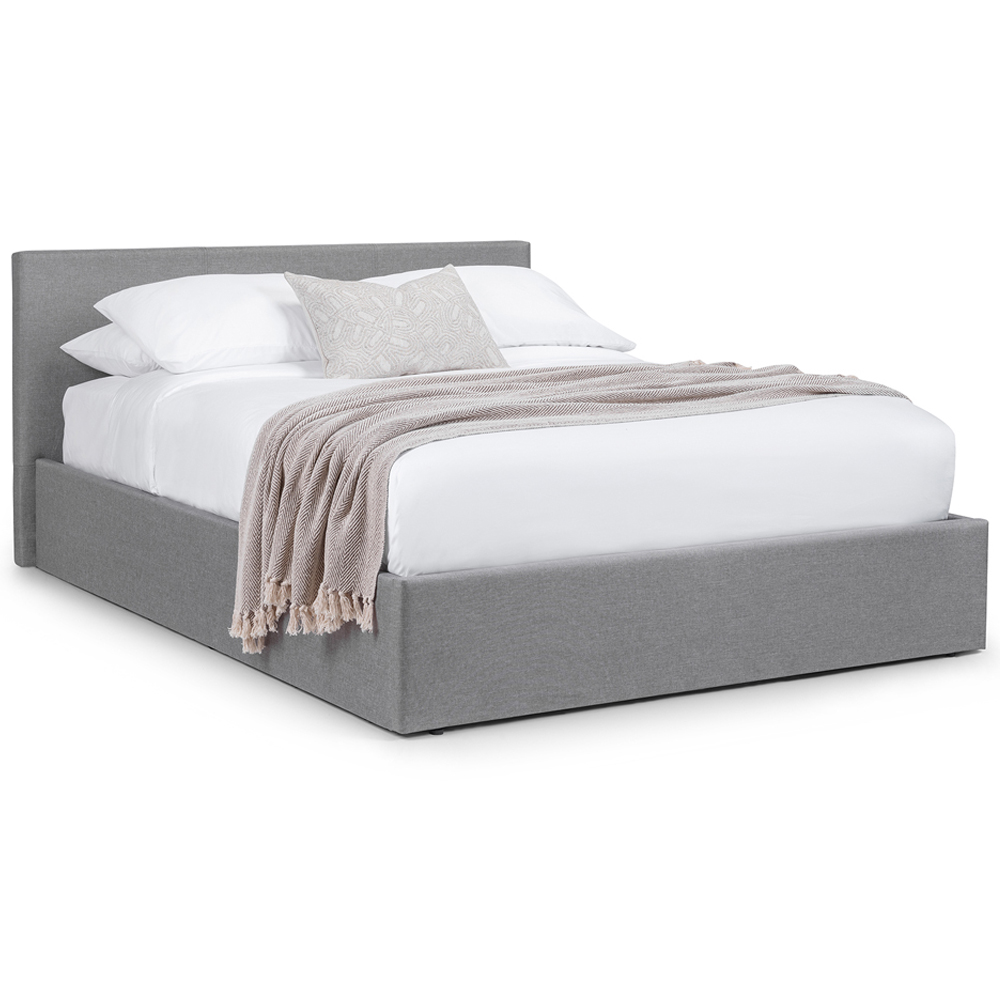 Julian Bowen Rialto King Size Light Grey Linen Lift Up Storage Bed Image 2