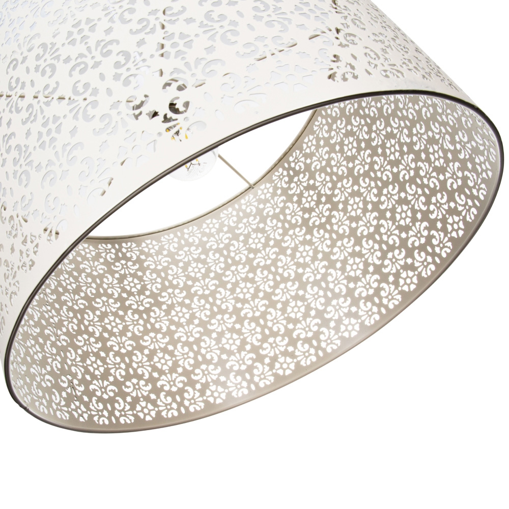 Happy Homewares Cream Metal Marrakech Designed Pendant Shade with Floral Decoration Image 3