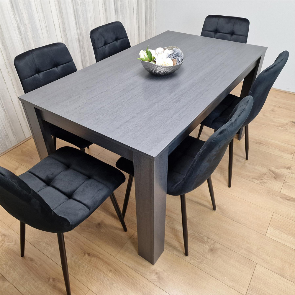 Portland 6 Seater Dining Set Dark Grey and Black Image 2