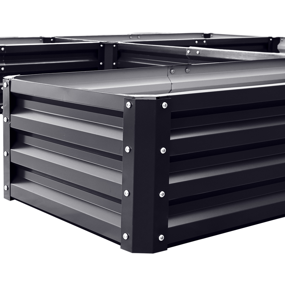 Living and Home 5 Compartment Black U-shaped Metal Raised Garden Bed Image 5