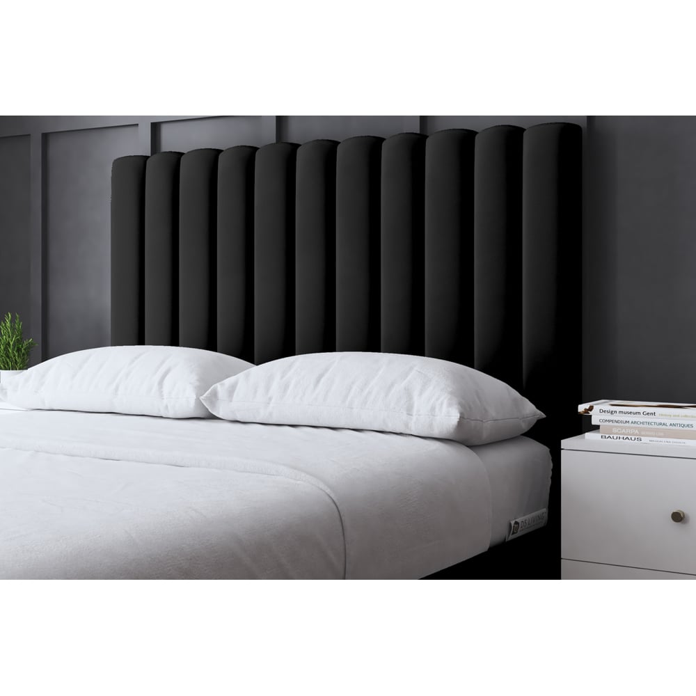 DS Living Evangeline Double Black Upholstered Ottoman Bed with Headboard Image 3