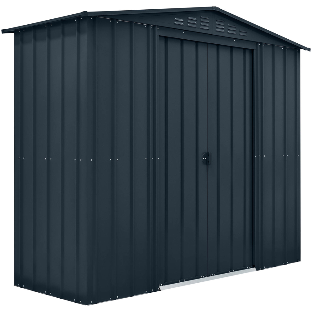 Globel 8 x 3ft 2 Door Grey Metal Apex Garden Shed Image 1