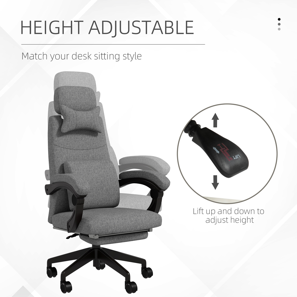 Portland Dark Grey Height Adjustable Recliner Home Office Chair with Lumbar Support Image 4