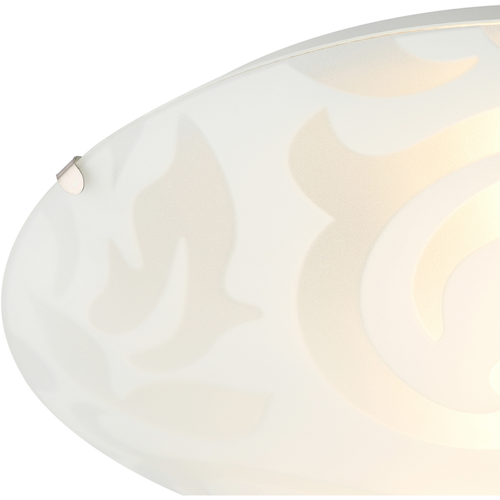 Happy Homewares Floral Circular Frosted White Glass IP20 Flush Ceiling Light Image 5