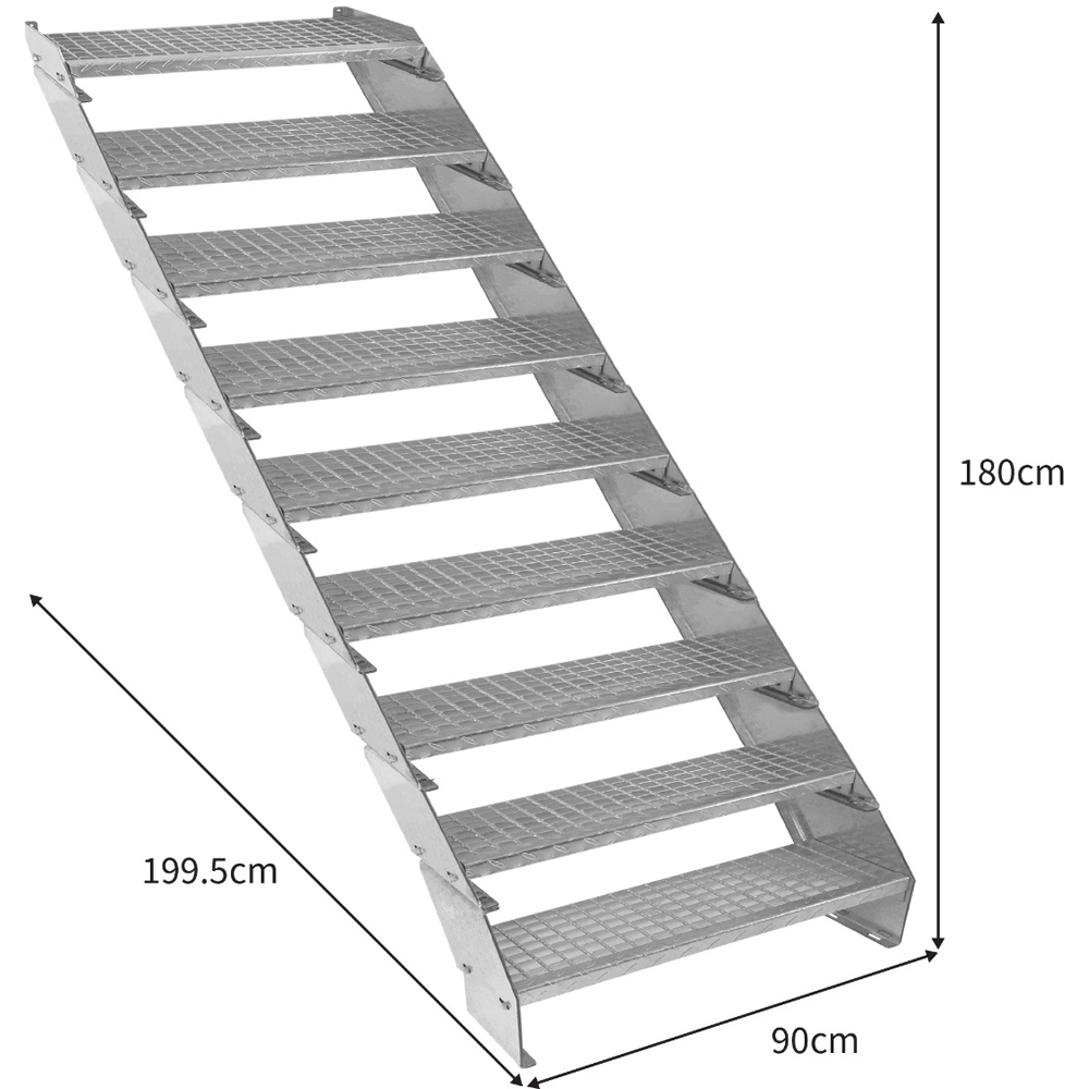 Monstershop 9 Section Adjustable Wide Galvanised Staircase 900mm Image 5