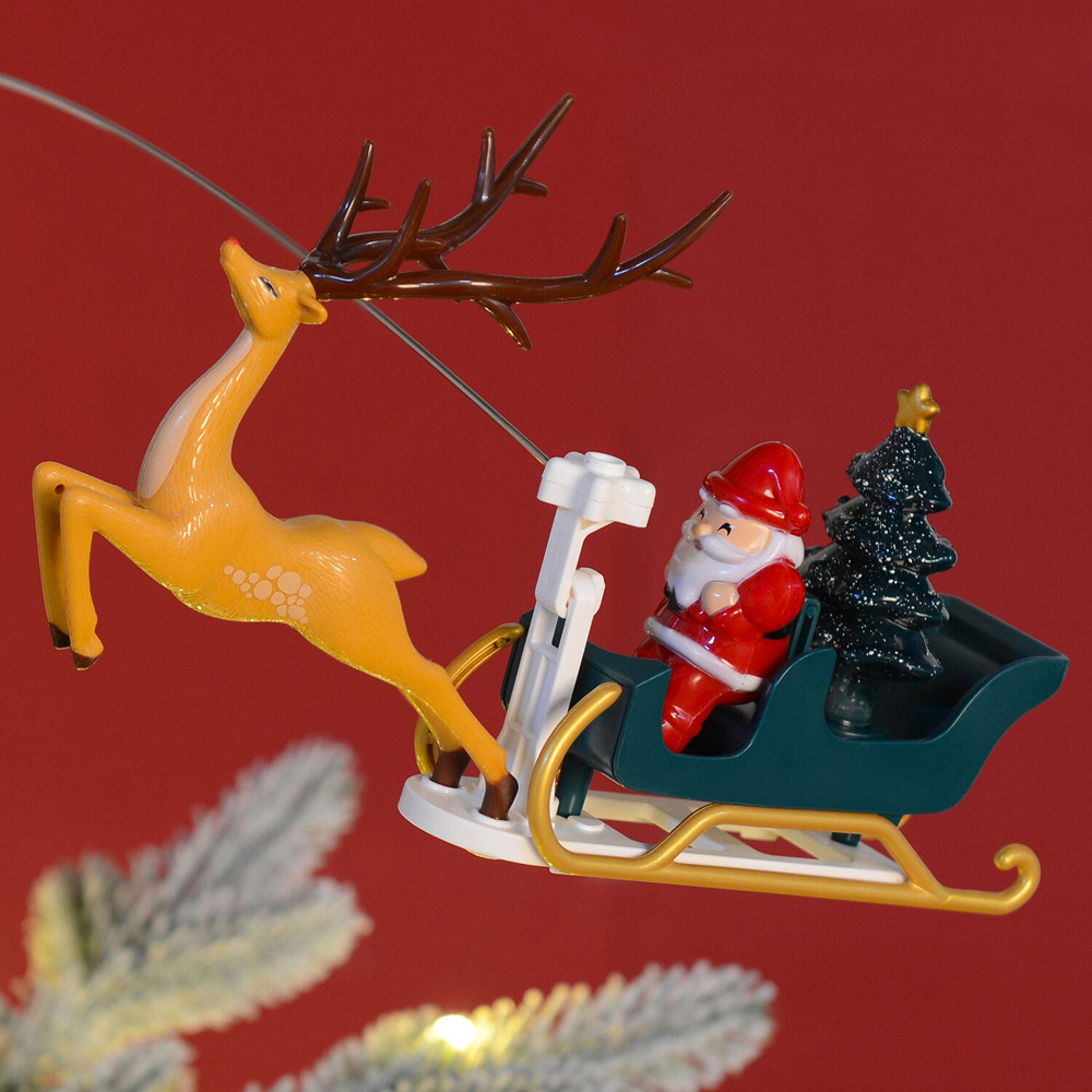 Christmas Santa and Reindeer Tree TopperRed Image 4